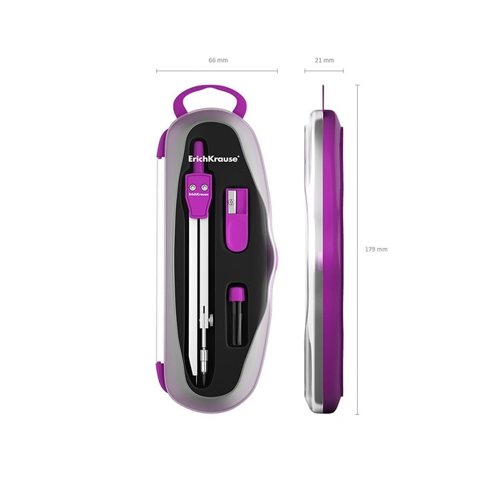 Готовальня ErichKrause S-Cool, 3 предмета, максимальный радиус 21 см, в футляре, европодвес, микс Готовальня ErichKrause S-Cool, 3 предмета, максимальный радиус 21 см, в футляре, европодвес, микс