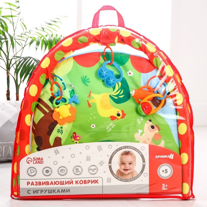 Развивающий коврик с дугами &laquo;Домашние зверята&raquo;, 85х85 см, Крошка Я