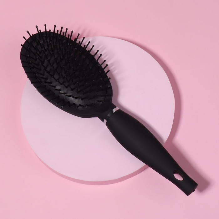 Расчёска массажная, прорезиненная ручка, 6,5 × 24 см, цвет чёрный/серебристый Расчёска массажная, прорезиненная ручка, 6,5 × 24 см, цвет чёрный/серебристый