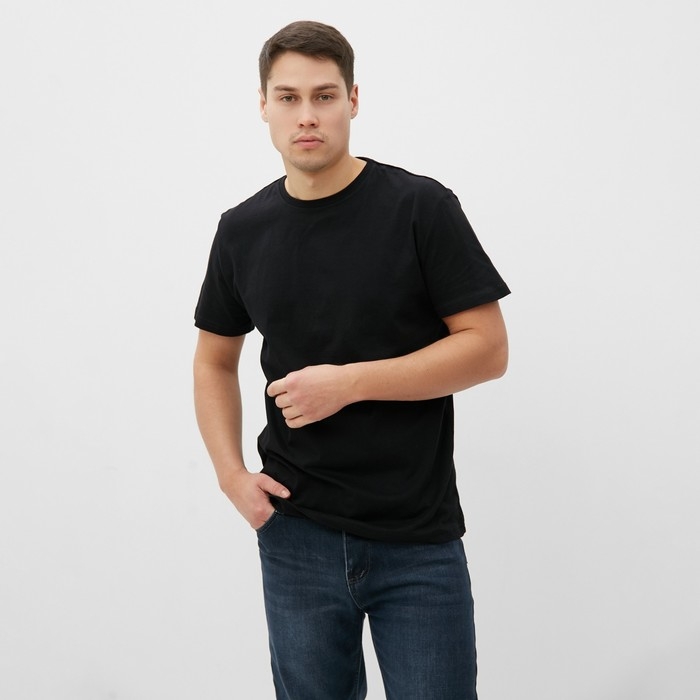 Футболка мужская, цвет черный, размер 52