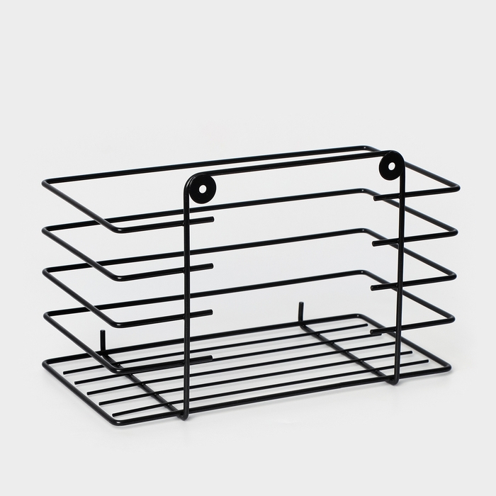 Полка прямая для ванной с высокими бортиками, 24,5×13×16,5 см, цвет черный Полка прямая для ванной с высокими бортиками, 24,5×13×16,5 см, цвет черный