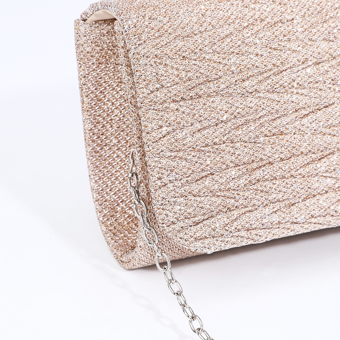Сумка-клатч на магните, длинная цепь, цвет золотой