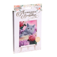 Алмазная мозаика с частичным заполнением на подставке «Кот в цветах», 13 х 19 см, картон Алмазная мозаика с частичным заполнением на подставке «Кот в цветах», 13 х 19 см, картон