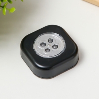 Ночник-пушлайт "Квадрат" 4хLED, 3ААА черный 6,5х6,5х2,5 см RISALUX Ночник-пушлайт "Квадрат" 4хLED, 3ААА черный 6,5х6,5х2,5 см RISALUX