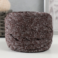 Трикотажная пряжа "Риббон" с люрексом 85м/170&plusmn;5 гр (Кофе, люрекс: Серебро)