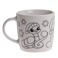 Новогодняя кружка под раскраску с ёлочным шаром &laquo;Новый год! Змеи со снеговиками&raquo;, 300 мл, набор для творчества, символ года 2025