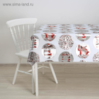 Клеёнка на стол &laquo;Посуда&raquo;, на тканевой основе, ширина 137 см, рулон 20 м, толщина 0,25 мм