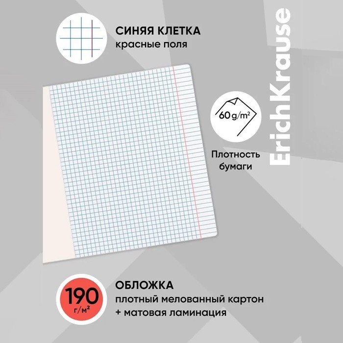 Тетрадь 48 листов в клетку, ErichKrause Тетрадь 48 листов в клетку, ErichKrause "Бирюзовые миры", обложка мелованный картон, матовая ламинация, блок офсет 100% белизна, МИКС