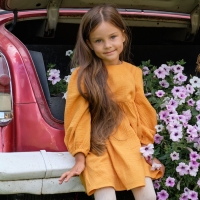 Платье детское с длинным рукавом KAFTAN "Муслин", размер 28 (86 -92 см) цвет горчичный