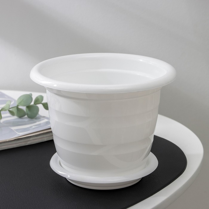 Горшок для цветов с поддоном &laquo;Виола&raquo;, 1 л, пластиклвый, цвет белый