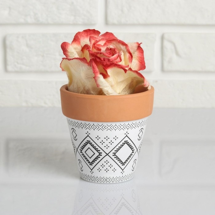 Горшок Горшок "Трапеция" терракот с узором, 10х9см, МИКС