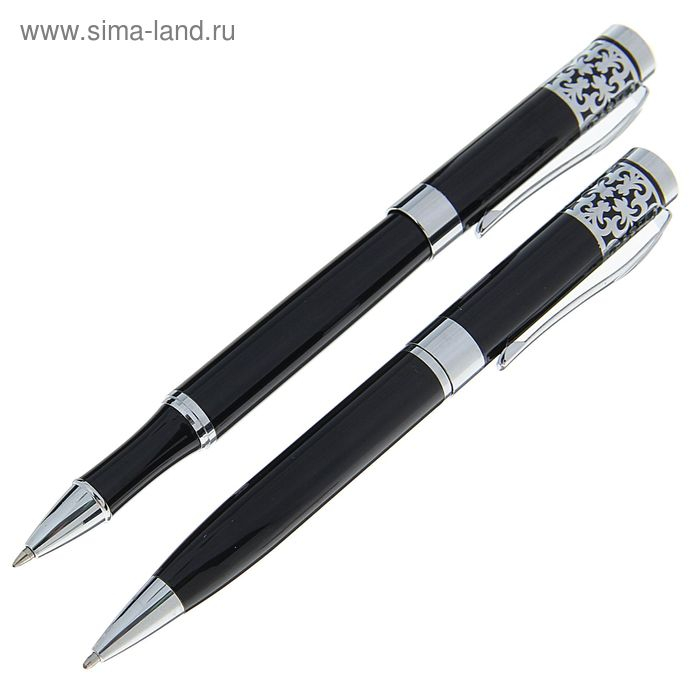 Ручки шариковые подарочные Ручки шариковые подарочные "Гравюра" 2 штуки, в кожзам футляре