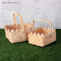 Набор корзин плетеных, 2  шт, лукошко, натуральный, 21&times;16&times;22 см, 17,5&times;12,5&times;17,5 см