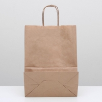Пакет крафт без печати, круглая ручка 26 х 15 х 35 см, набор 10 шт Пакет крафт без печати, круглая ручка 26 х 15 х 35 см, набор 10 шт
