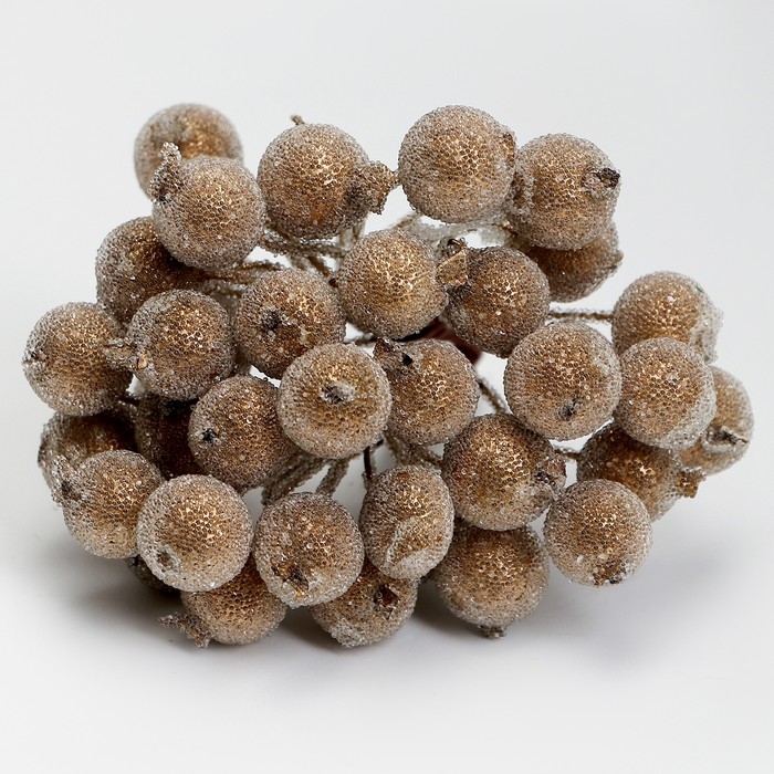 Новый год! Декоративные ягодки, золотого цвета, 7 &times; 6 &times; 7 см, 40 ягод