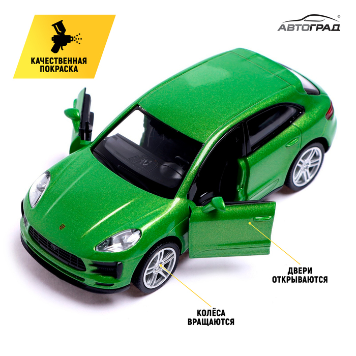 Машина металлическая PORSCHE MACAN S, 1:32, открываются двери, инерция, цвет зелёный