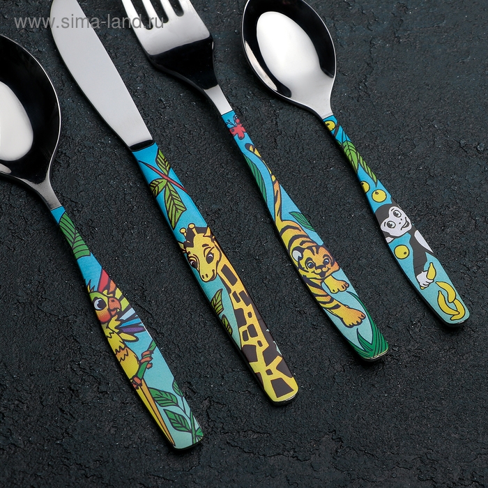 Набор 4-х предметный &laquo;Джунгли&raquo;, (М43), с деколью в картонной коробке с прозрачной крышкой