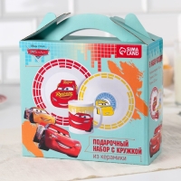 Набор посуды, 3 предмета: тарелка Ø 16,5 см, миска Ø 14 см, кружка 200 мл, Тачки Набор посуды, 3 предмета: тарелка Ø 16,5 см, миска Ø 14 см, кружка 200 мл, Тачки