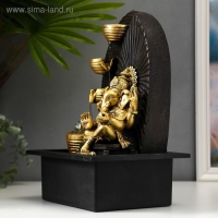 Фонтан настольный от сети, подсветка "Золотой Ганеша у водопада с чашами" 35х25х20 см Фонтан настольный от сети, подсветка "Золотой Ганеша у водопада с чашами" 35х25х20 см