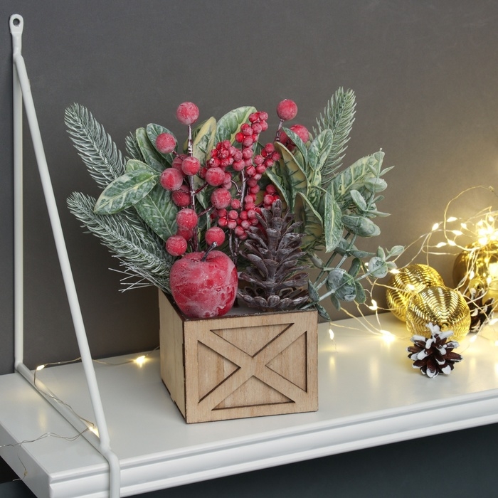 Декор "Зимняя ягодка" 23х9 см, красный