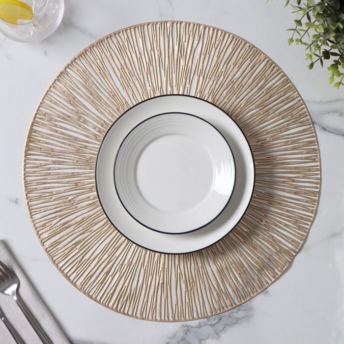 Набор салфеток сервировочных на стол Доляна &laquo;Сияние&raquo;, d=38 см, 4 шт, цвет золото