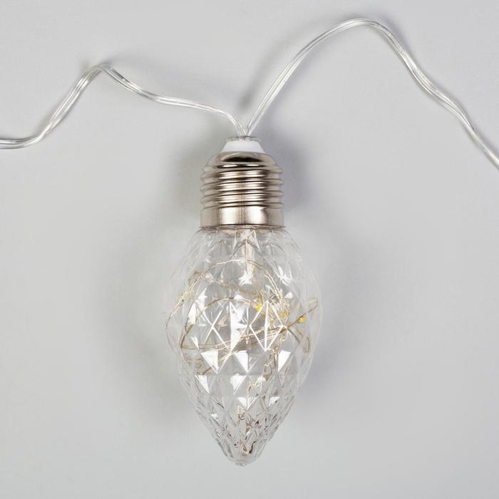 Гирлянда &laquo;Нить&raquo; 3 м с насадками &laquo;Лампочки шишки&raquo;, IP20, прозрачная нить, 80 LED, свечение белое, 8 режимов, 220 В