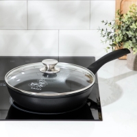 Сковорода «Традиция», d=24 см, пластиковая ручка, стеклянная крышка, антипригарное покрытие, цвет чёрный Сковорода «Традиция», d=24 см, пластиковая ручка, стеклянная крышка, антипригарное покрытие, цвет чёрный