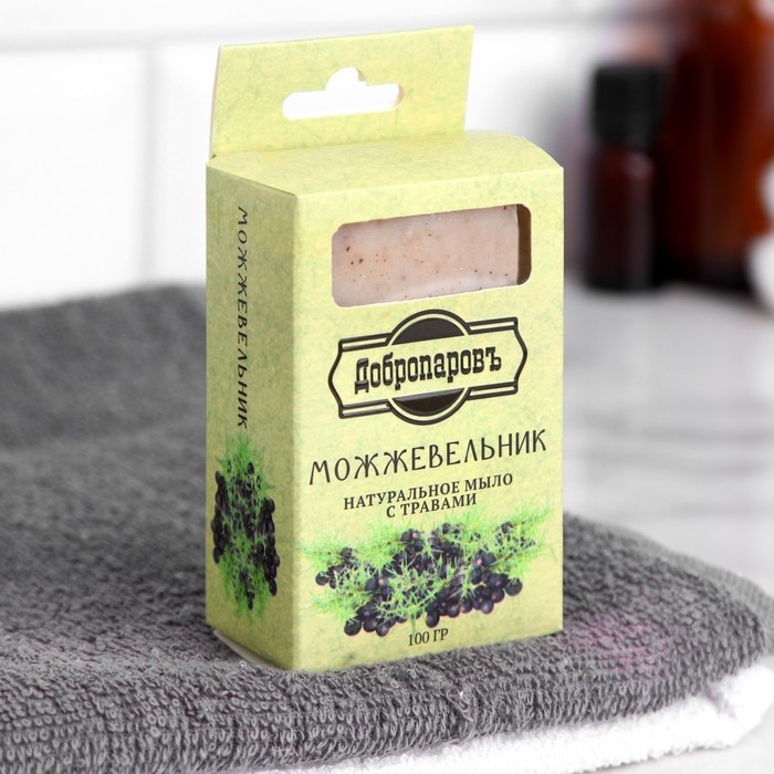 Мыло банное натуральное с травами в коробке Мыло банное натуральное с травами в коробке "Можжевельник" 100 г Добропаровъ