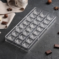 Форма для конфет и шоколада KONFINETTA &laquo;Ягодный лист&raquo;, 27,5&times;17,5&times;2,5 см, 24 ячейки 2,7&times;2,5&times;1,2 см, цвет прозрачный