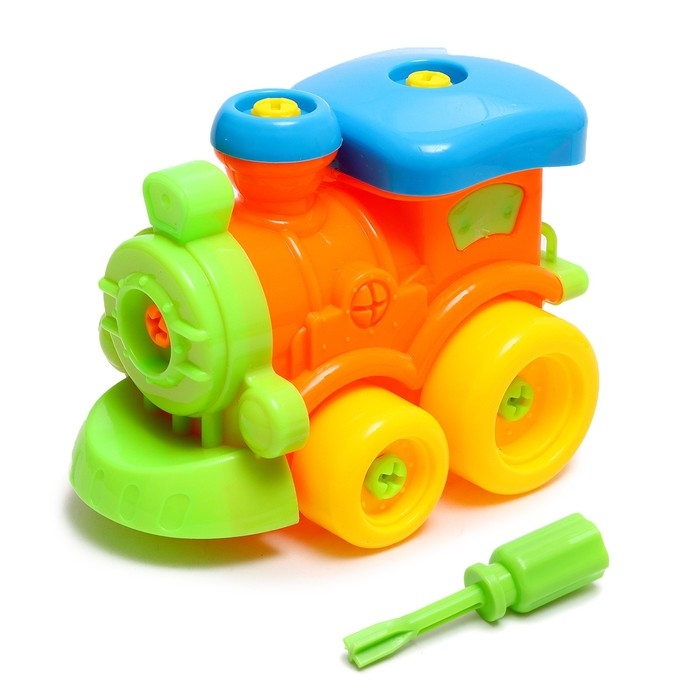 Конструктор винтовой &laquo;Паровозик&raquo;, с отвёрткой 18 деталей, МИКС