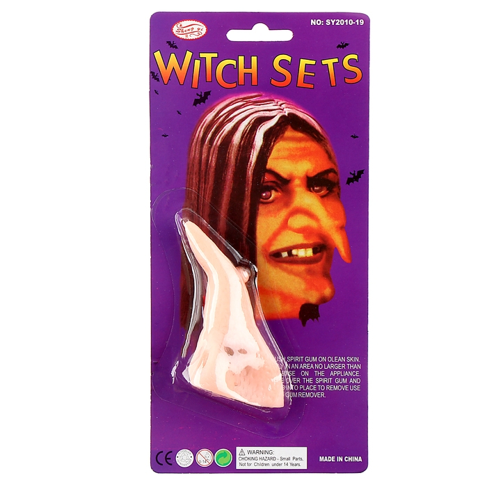 Прикол нос «Ведьмы», с бородавкой, светлый, на блистере Прикол нос «Ведьмы», с бородавкой, светлый, на блистере