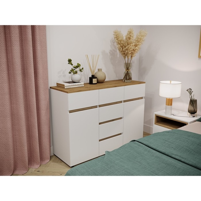 Комод с 6 ящиками Мечта, Белый/Крафт золотой