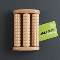 Массажёр для ног &laquo;Барабан&raquo;, 3 ролика с шипами, деревянный, 11,5 &times; 7,7 &times; 3,5 см