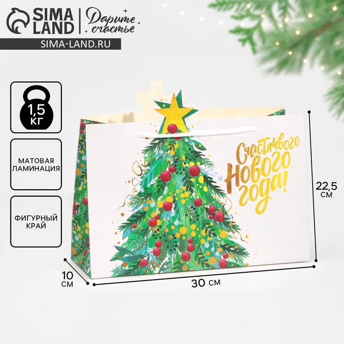 Пакет подарочный новогодний &laquo;Звезда&raquo;, 30 х 23 х 10 см, Новый год