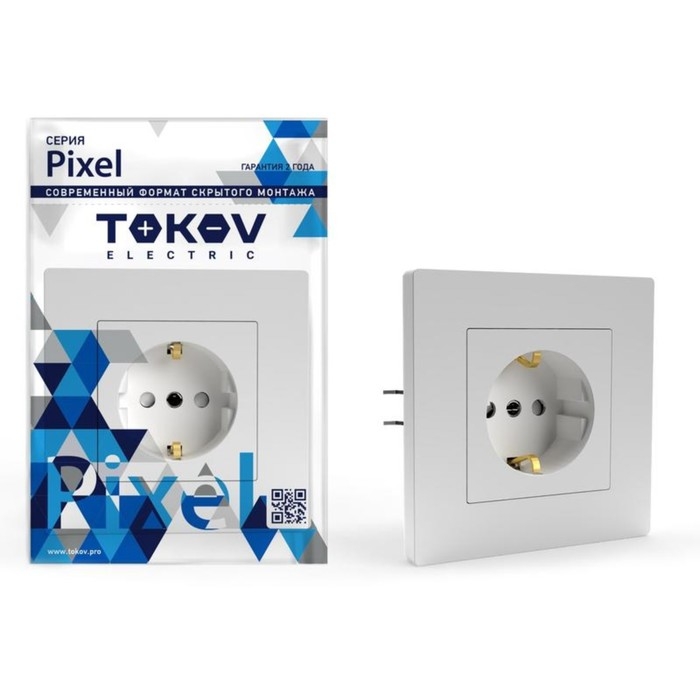 Розетка TOKOV ELECTRIC , Pixel, 1-м, 16А, IP20, с з/к, со шторкой, белый. TKE-PX-R1FZSF-C01 Розетка TOKOV ELECTRIC , Pixel, 1-м, 16А, IP20, с з/к, со шторкой, белый. TKE-PX-R1FZSF-C01
