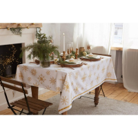 Скатерть "Этель" Золотые снежинки 149х110+/- 3см, 100% хлопок, 190г/м2