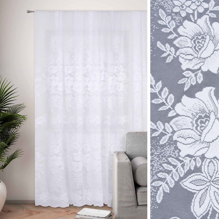 Тюль "Этель" Вальс цветов, 150х250 см с фестоном, 71 г/м&sup2;，100% п/э