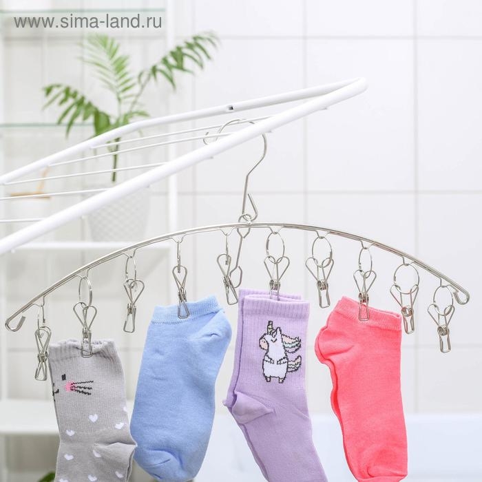 Сушилка для белья Доляна, 10 прищепок, 45×1×19 см Сушилка для белья Доляна, 10 прищепок, 45×1×19 см