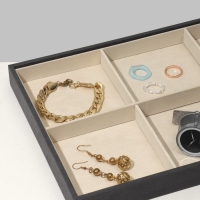 Подставка для украшений 6 ячеек, флок, 35×24×3, цвет серо-бежевый Подставка для украшений 6 ячеек, флок, 35×24×3, цвет серо-бежевый