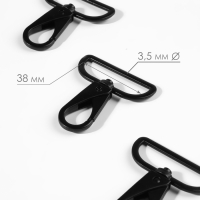 Карабин металлический, 52 &times; 45 мм / 38 &times; 3,5 мм, 3 шт, цвет матовый чёрный