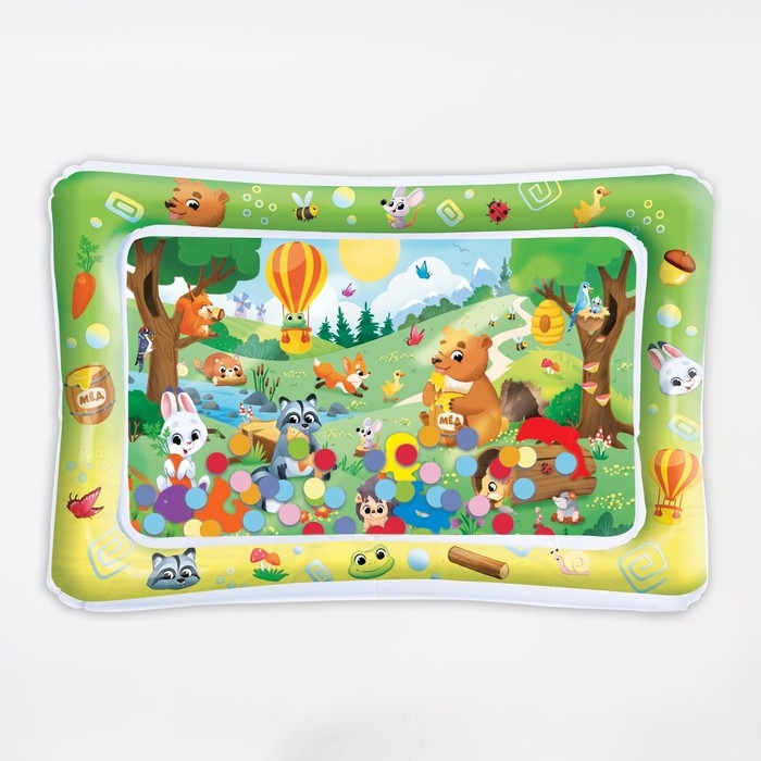 Акваковрик надувной развивающий водный коврик &laquo;Веселые Зверята&raquo;, 80х50 см, Крошка Я