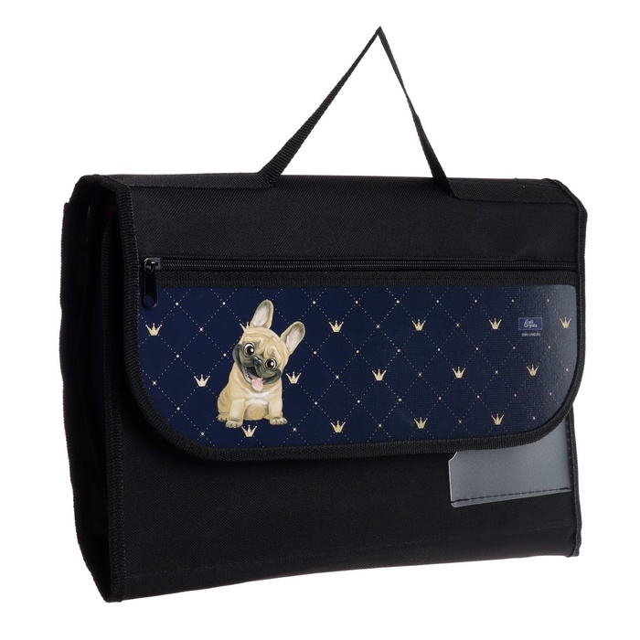 Папка для труда А4, 330 х 230, с ручками текстиль, раскладная на липучке, с наполнением 10 предметов, Calligrata, ПТР-10, Папка для труда А4, 330 х 230, с ручками текстиль, раскладная на липучке, с наполнением 10 предметов, Calligrata, ПТР-10, "Бульдог"