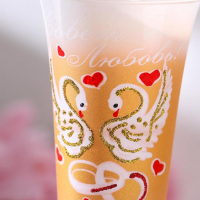 Набор свадебных бокалов &laquo;Совет да любовь&raquo;, с сердцем на ножке, бело-золотой