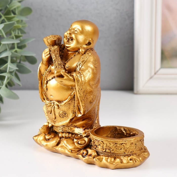 Сувенир полистоун подсвечник на 1 свечу d=3,7 см Сувенир полистоун подсвечник на 1 свечу d=3,7 см "Денежный Хотей" 12х6х12 см