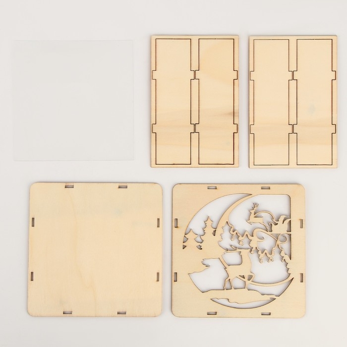 Новогодняя роспись по дереву &laquo;Новый год! Олени&raquo;, со светящимся песком