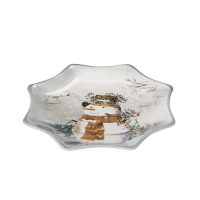 Блюдо сервировочное Доляна «Рождественский снеговик», d=20 см, цвет белый Блюдо сервировочное Доляна «Рождественский снеговик», d=20 см, цвет белый