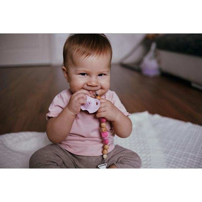 Соска - пустышка силиконовая классическая, от 3 мес., с колпачком, цвет розовый