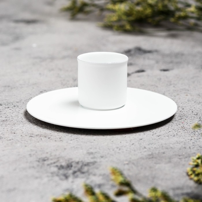 Подсвечник Подсвечник "Круг" металл на 1 свечу, 7х3 см, белый