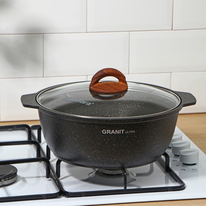 Кастрюля-жаровня Granit ultra original, 4 л, антипригарное покрытие, цвет чёрный