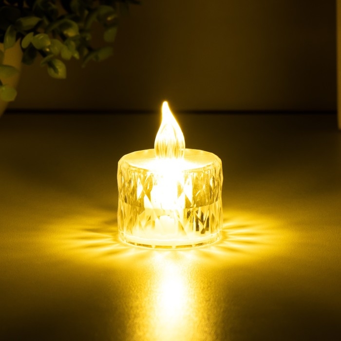 Ночник "Свеча" LED от батареек прозрачный 3хLR41 3,5х3,5х5 см